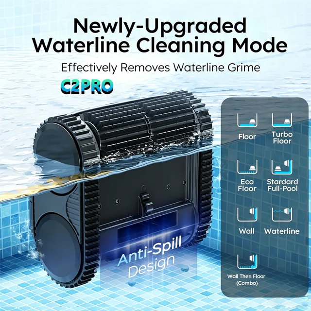 WYBOT C2PRO Pool Robotic Cleaner Pool Robots Floors and Walls with Dual-layer Filtratie 3H Working Time Up to 150㎡ App Control 1