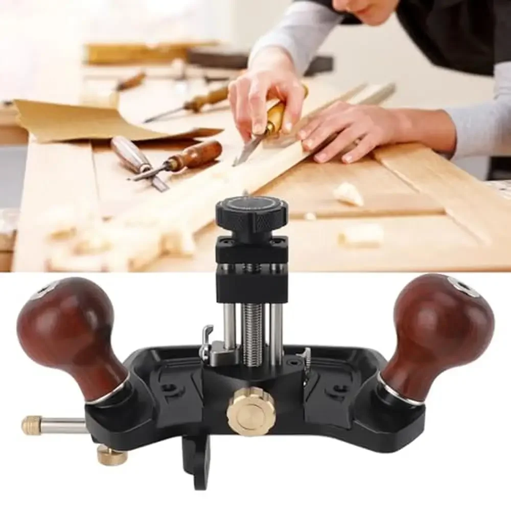 Adjustable Woodworking Router Plane with Carbon Steel Blade Trimming and Grooving Wood Surfaces Ergonomic Design Precision Tasks
