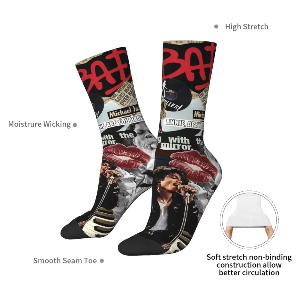Michael Jackson Musicians Singers Dancers Socks Harajuku Stockings All Season Long Socks Accessories for Unisex Christmas Gifts