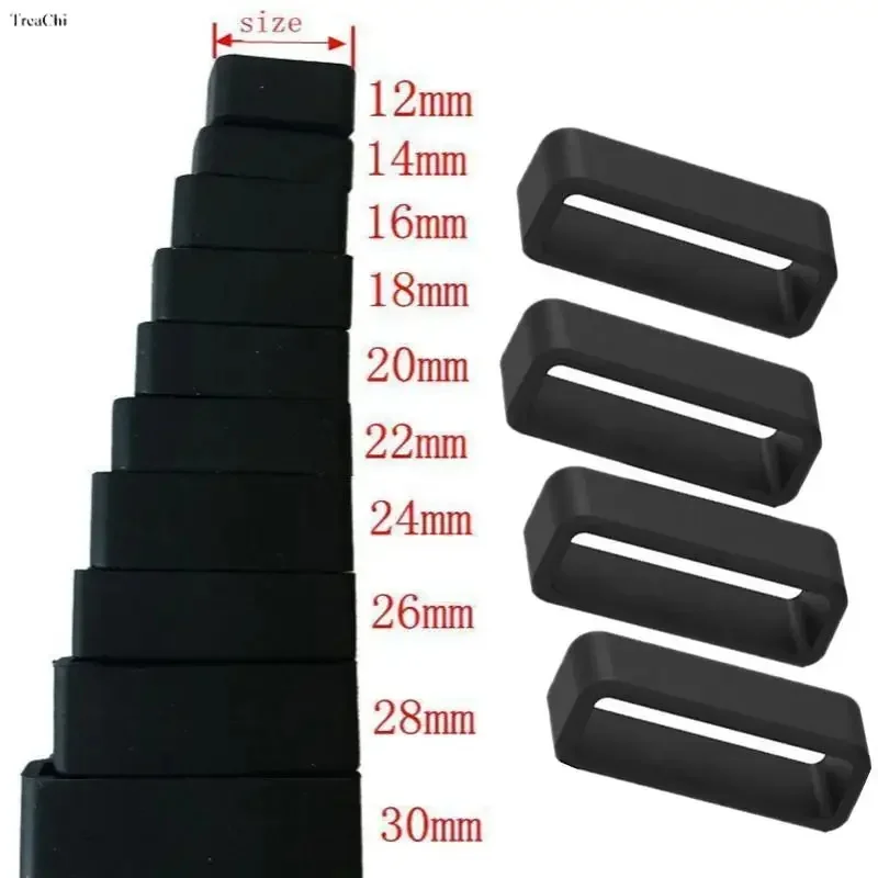Silicone Black Rubber Watchband Strap Holder - Pack of 4