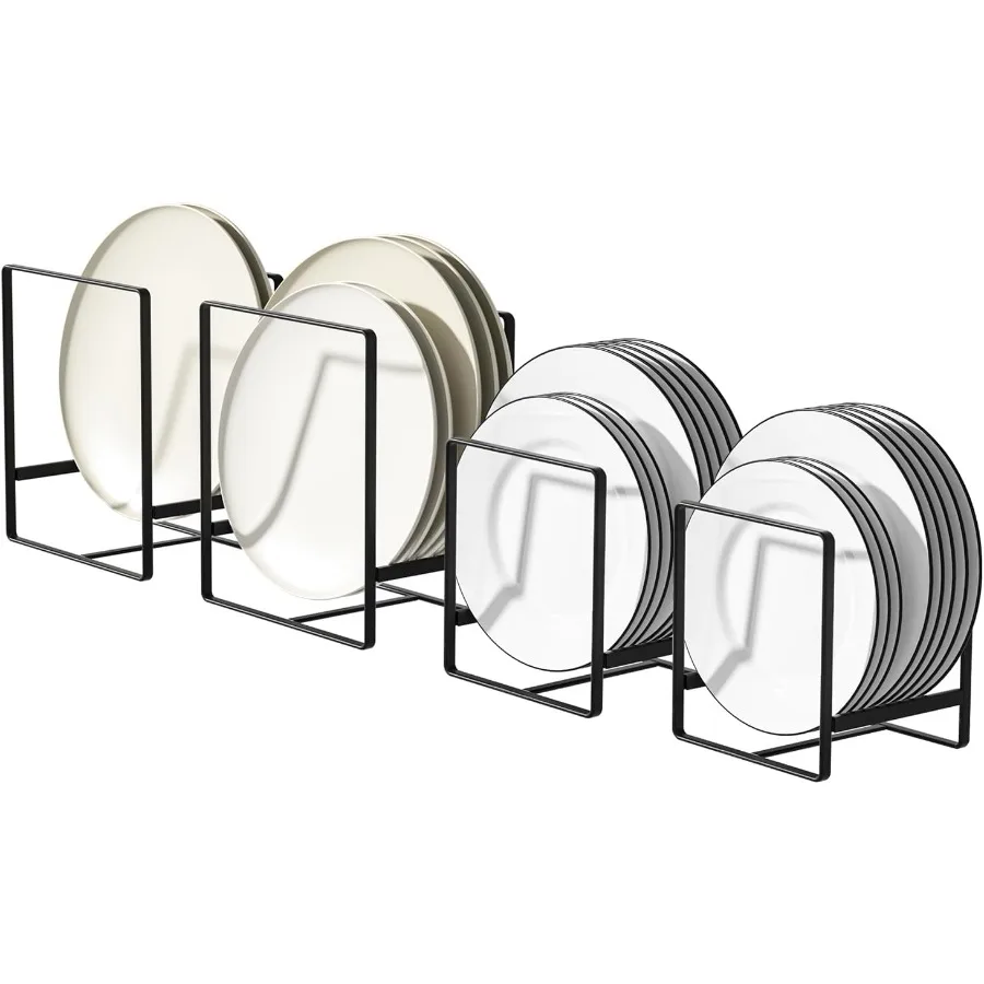 2 Large 2 Small Plate Organizers Holders Upright Cabinet Dish Drying Racks Metal Plate Dish Organizers Racks Stands for Counter