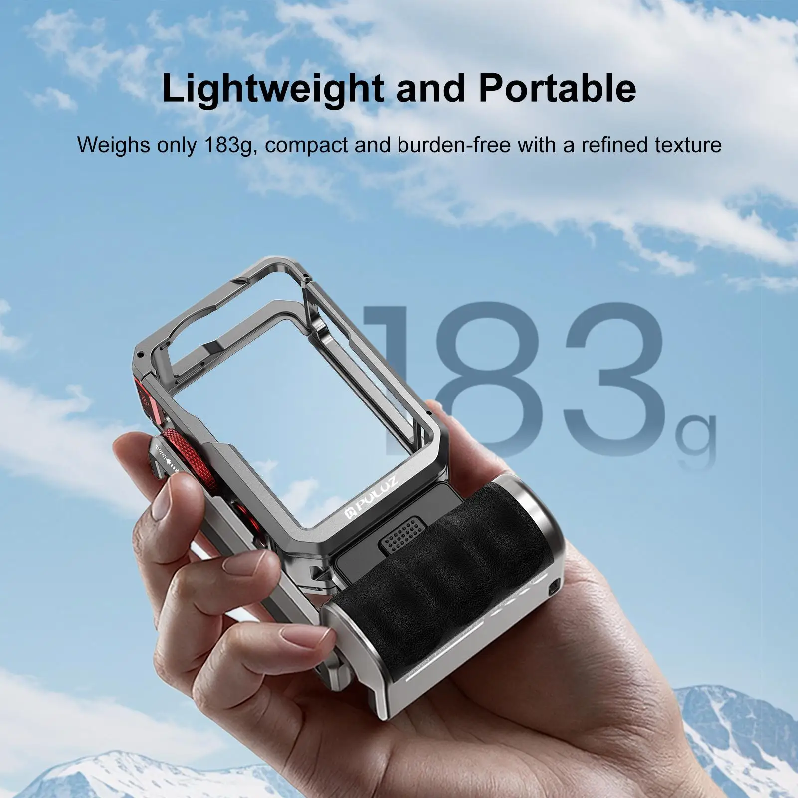 PULUZ for DJI Osmo Action 6 Metal Camera Cage Expansion Adapter with Handle Grip