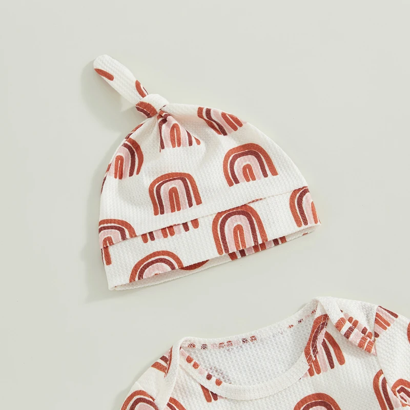 Baby Knotted Gown with Hat Set, Soft Newborn Sleep Sack Swaddle Hat Set for Boys Girls