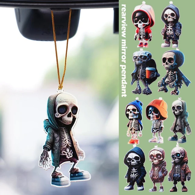 Acrylic Skeleton Figurine Car Hanging Ornament Rearview Mirror