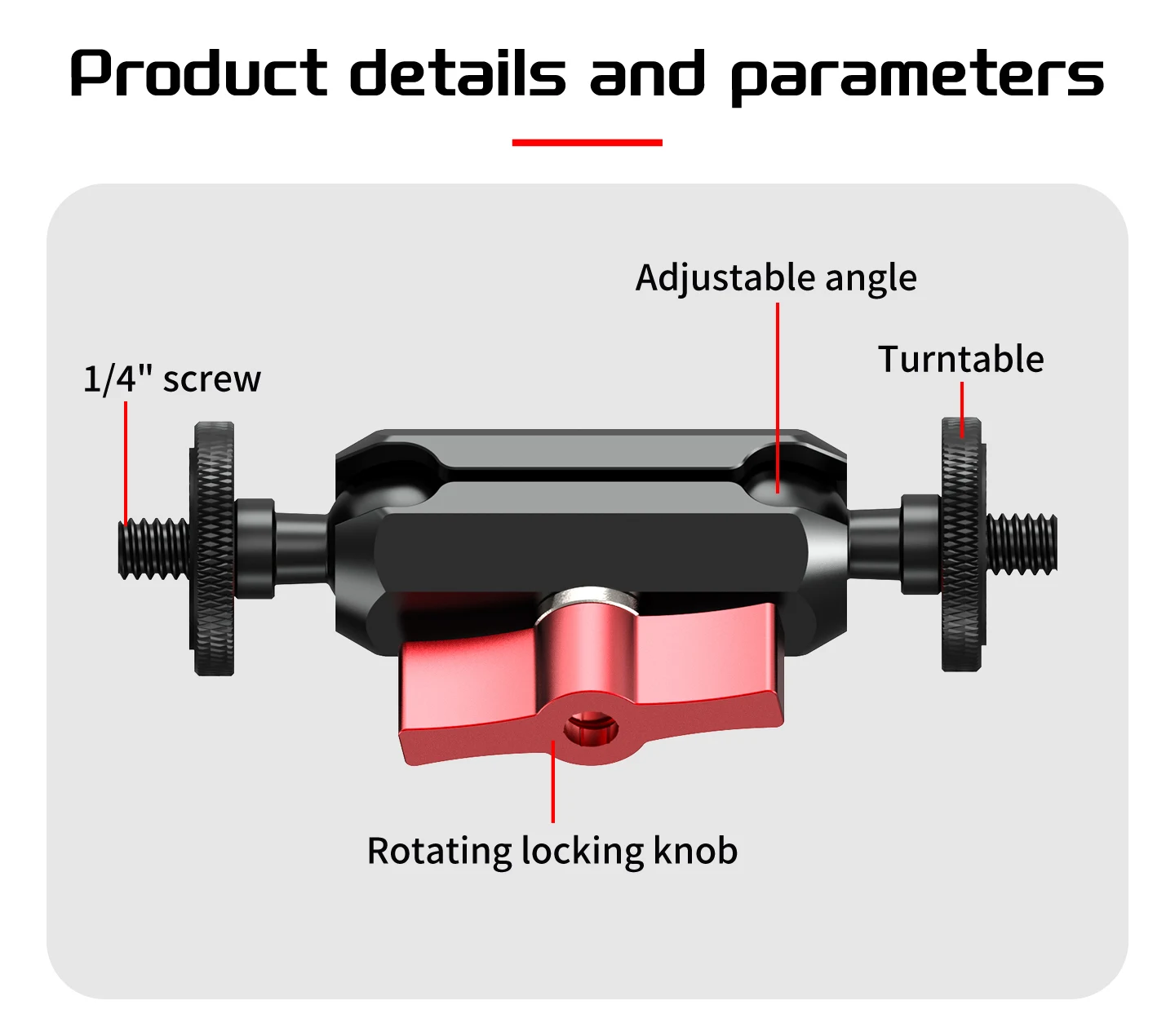 1/4-Zoll-Schraubadapter mit zwei 17-mm-Kugelköpfen, Magic Arm Verlängerungshalterung 360° ° Drehbare Monitorhalterung für Gopro OSMO Halter DSLR-Ständer – Detail 7
