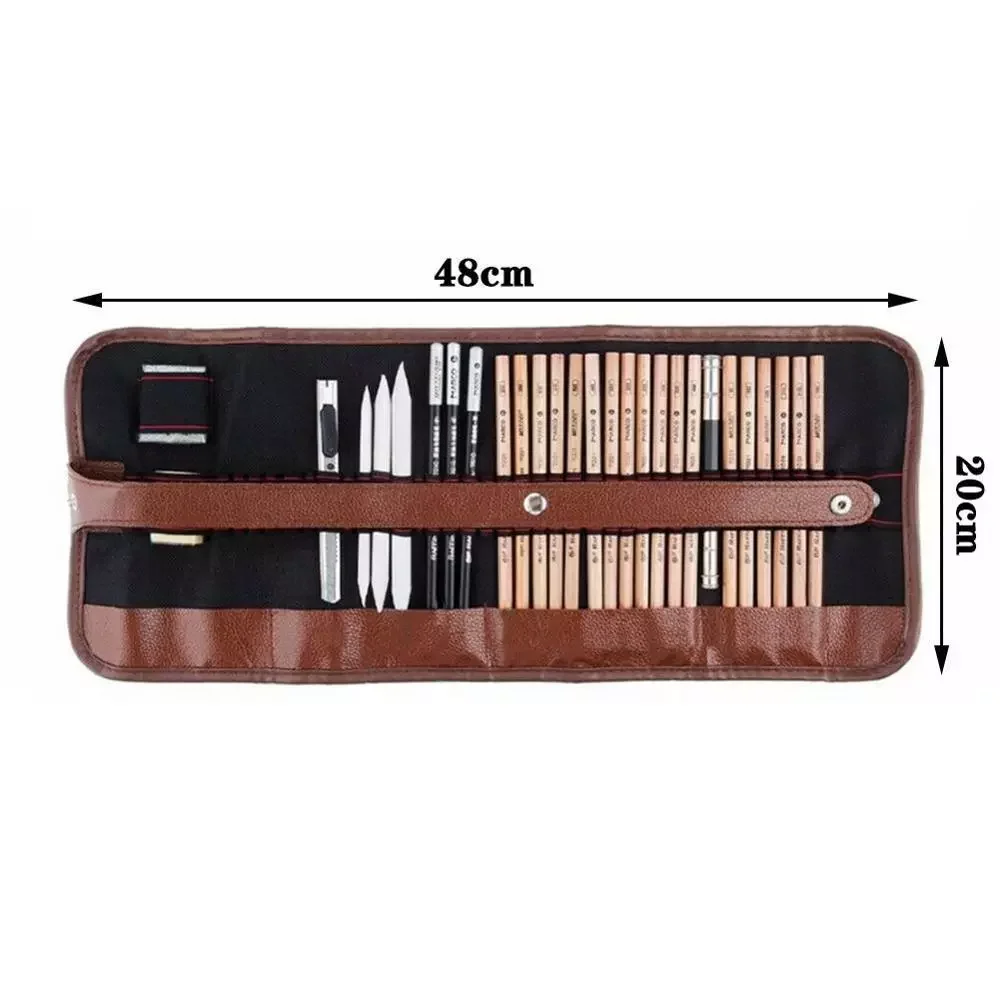 29 pcs Professional Sketch & Drawing Art Tool Kit With Graphite Pencils, Charcoal Pencils, Paper Erasable Pen, Craft Knif