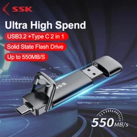 SSK USB 3.2 Solid State Pen Drive 550MB/s High Speed USB Type C Flash Drive 2TB 1TB 512GB 256GB USB Gen 2 Pendrive Flash For PC 1
