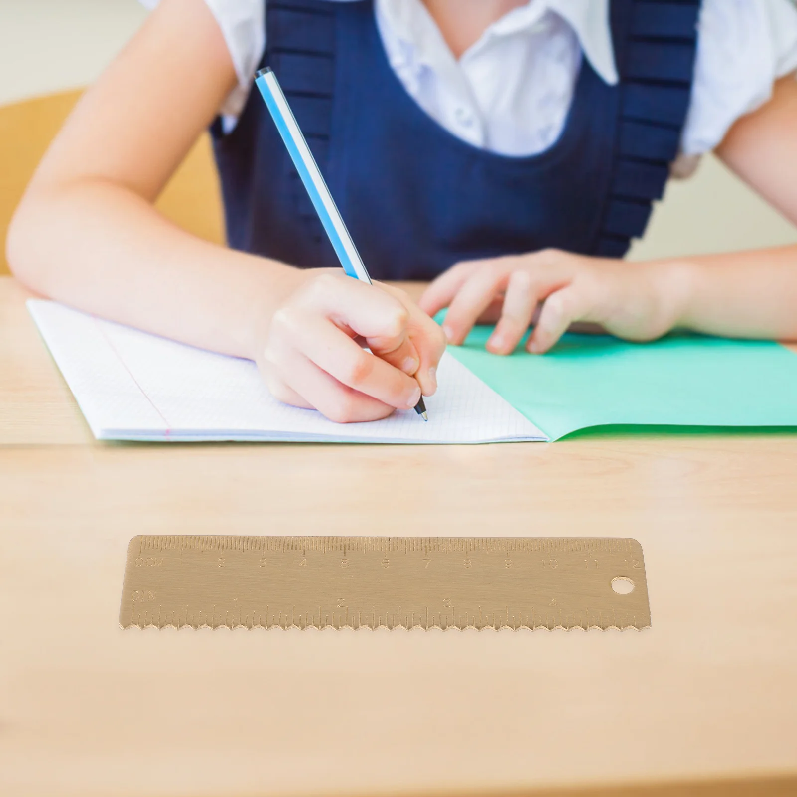 

Brass Ruler Double Scale Inch Vintage Metal Wavy for Line Drawing Metalworking Rulers Household