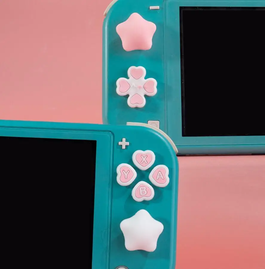 Vibrant Love Silicone Thumb Stick Grip & Key Sticker Set for Portable Gaming Console