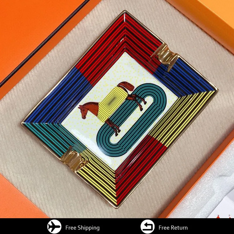 

European -Style High -End Cigar Ashtray, Luxurious And Exquisite Ceramic Storage Tray, Cute Cartoon Gold Tray, Orange Gift