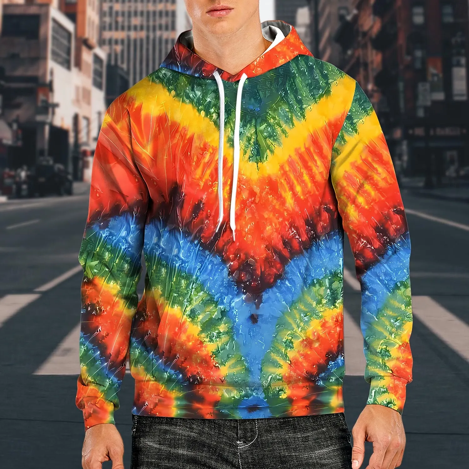 thumbnail image 1 of Nueva sudadera con capucha cómoda de moda con estampado tie-dye vintage de los años 1980 y 1970 para hombres, adultos, maquillaje, fiesta, impresión 3D, informal, para uso diario, 1 of 5