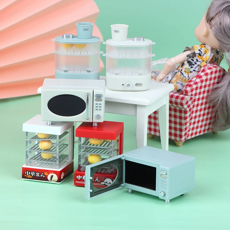 

1:12 Dollhouse Kitchen Appliances Miniature Simulation Steamer Microwave Oven Air Fryer Model Doll House Accessories