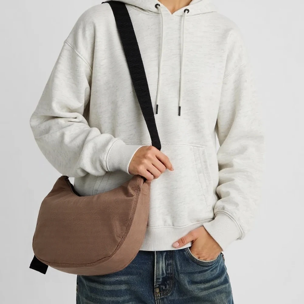 Nylon Crescent Shoulder Bag for Female Girls Trendy Armpit Bag Small Shoulder Handbags with Extended Adjustable Shoulder Strap