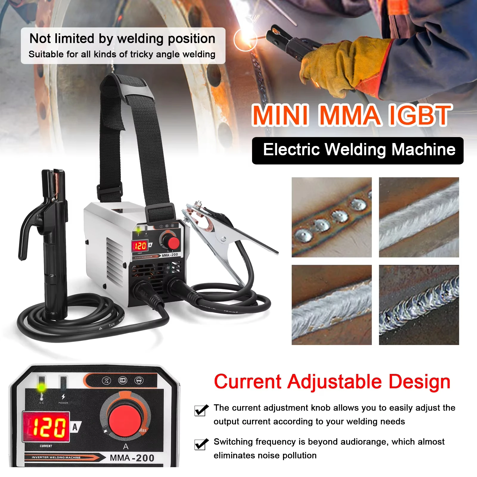 120A 220V European Standard Portable Mini Welding Machine MMA-200 handheld welding equipment MMA welding machine