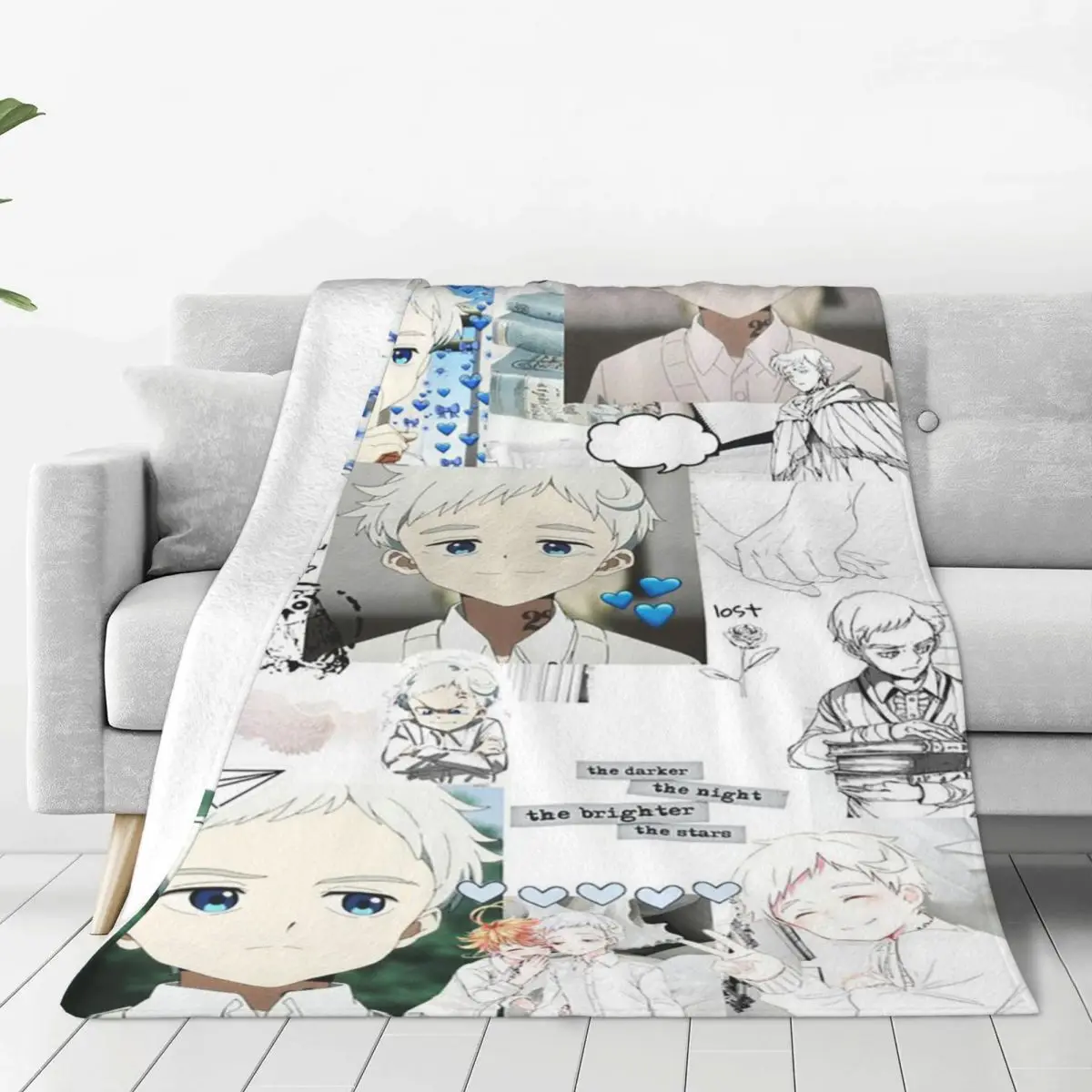 

The Promised Neverland Plaid Blanket Sofa Cover Coral Fleece Plush Textile Decor Warm Throw Blankets for Home Car Bedspread
