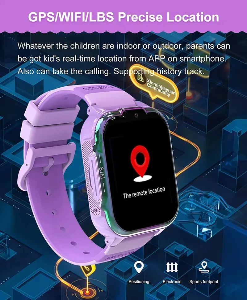 Children's Smart Watch 4G GPS Track Video Call Camera SOS Waterproof Display Location LBS Tracker Smart Phone Watch