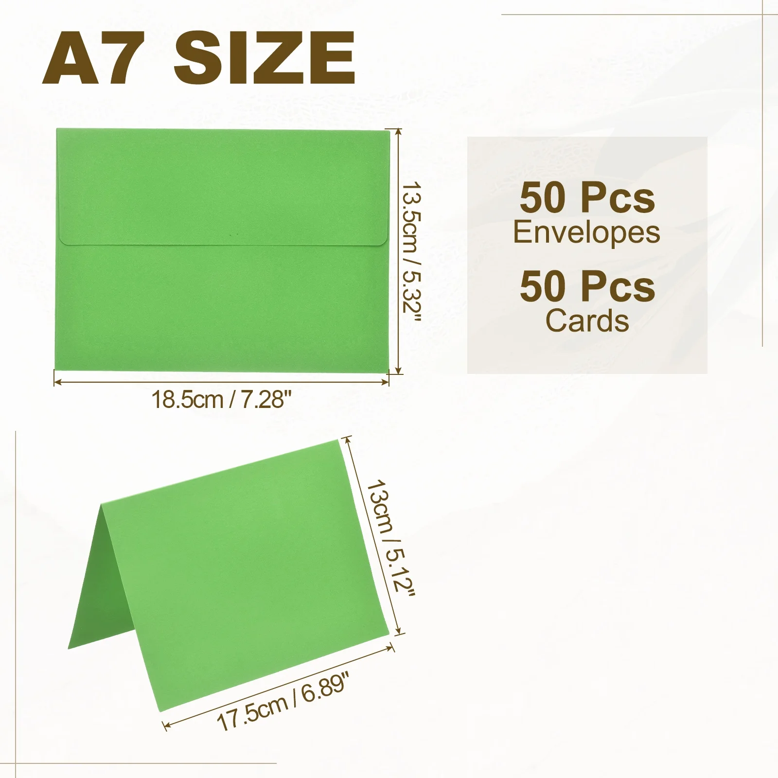 50-Set A7 Self-Seal Envelopes with Folded Cardstock for Invitations and Greeting Cards