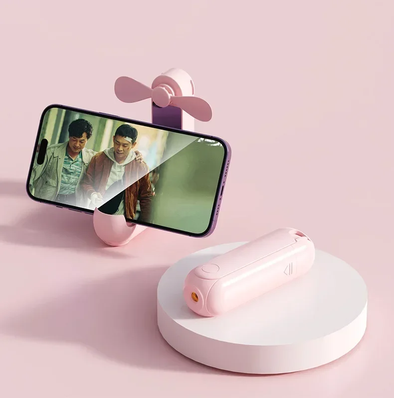 New Handheld Electric Fan USB Desktop Fan with LED Light Portable Mini Small Fan Mobile Phone Charging Bank Phone Stand Students 7 Sdebe1652567f47deb61f8102d04da807d