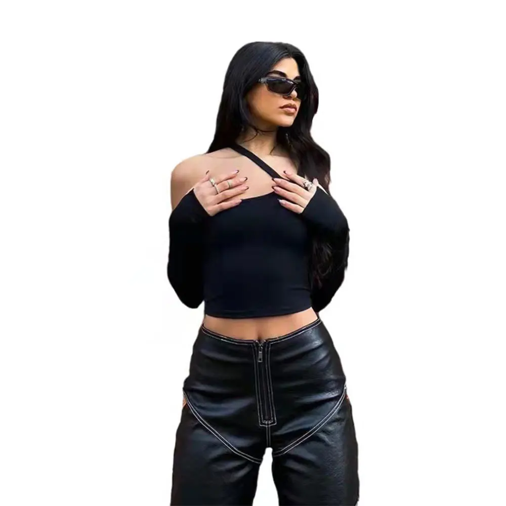 white camisole Summer Sexy Tank Camis Fashion Off Shoulder Irregular Split Sleeve Slim Fit Crop Top Women Sleeveless Casual Short T-shirt corset t shirt