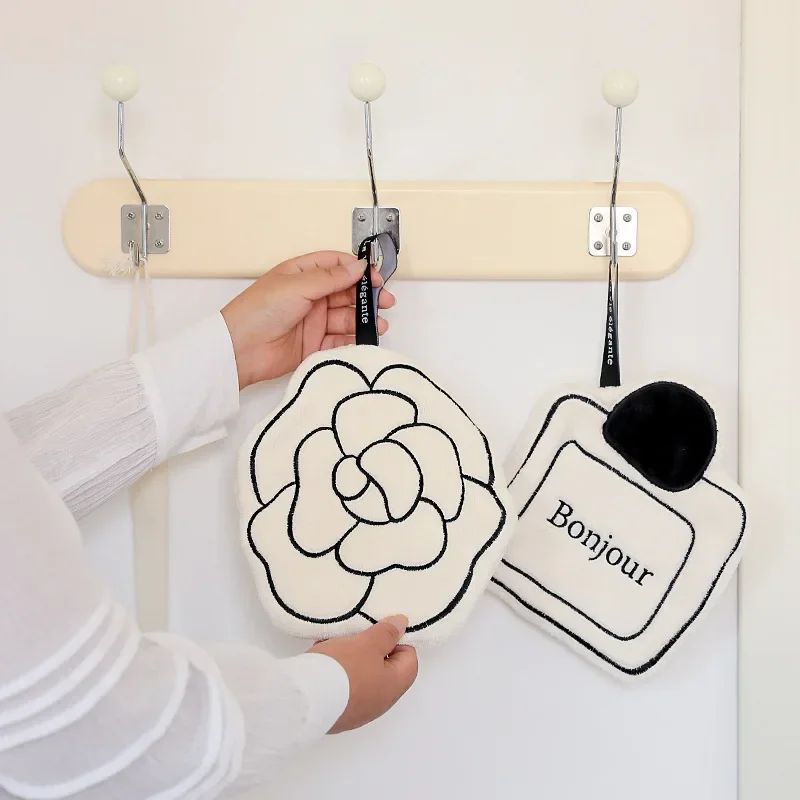 Description Picture 5 of itemBathroom NEW Double-thickness Hand Towel Home Convenient Hanging Quick-drying Absorbent Hand Towel Kitchen Foot Mat