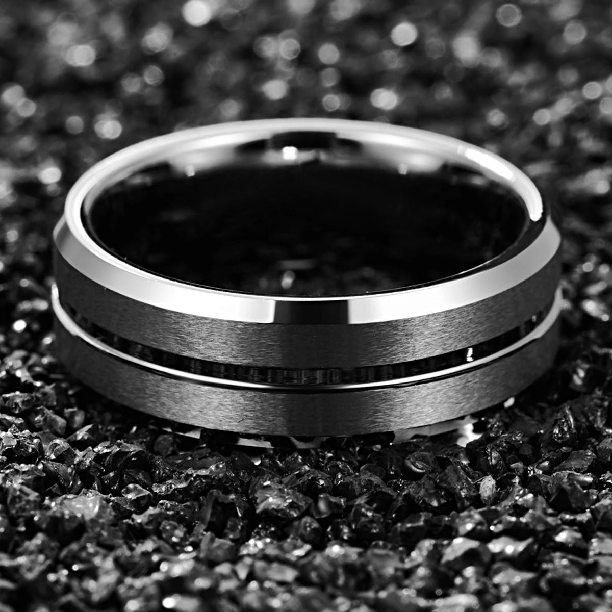Mode 8mm Silber Farbe Titan Stahl Ringe Für Männer Frauen Matt Gebürstet Männer Edelstahl Ringe Hochzeit Band Schmuck geschenke – Detail 6