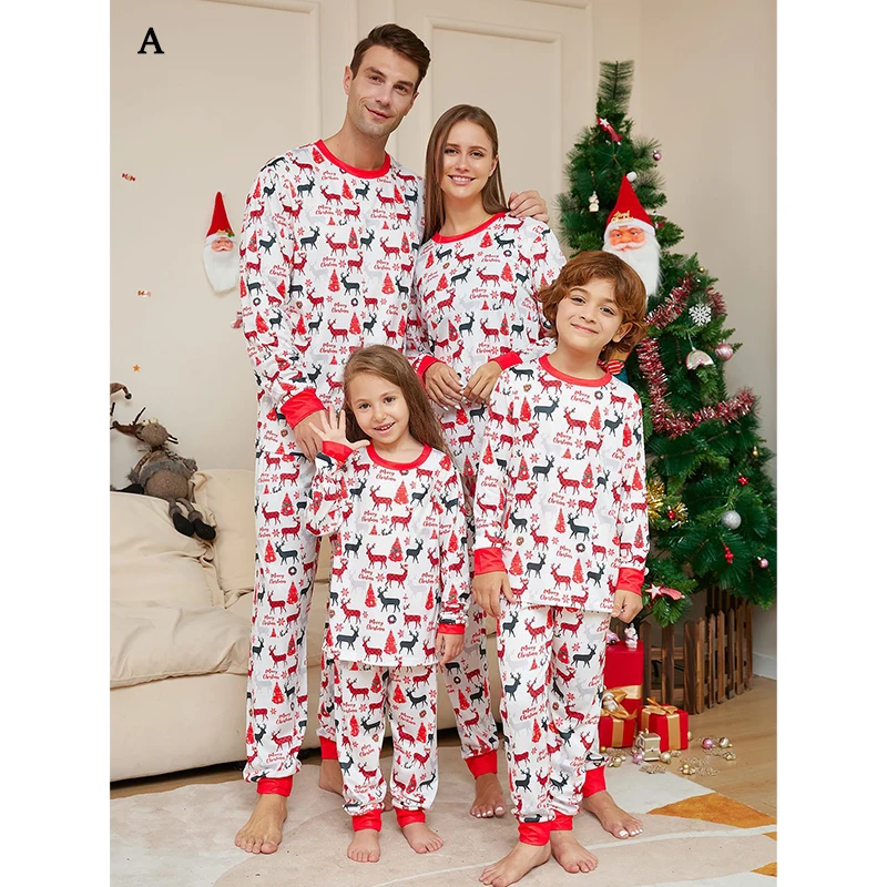 Conjuntos de pijamas navideños a juego para la familia, para mascotas, bebés, niños, madres, padres, perros, pijamas navideños, conjuntos para niños grandes, ajuste ceñido, Papá Noel
