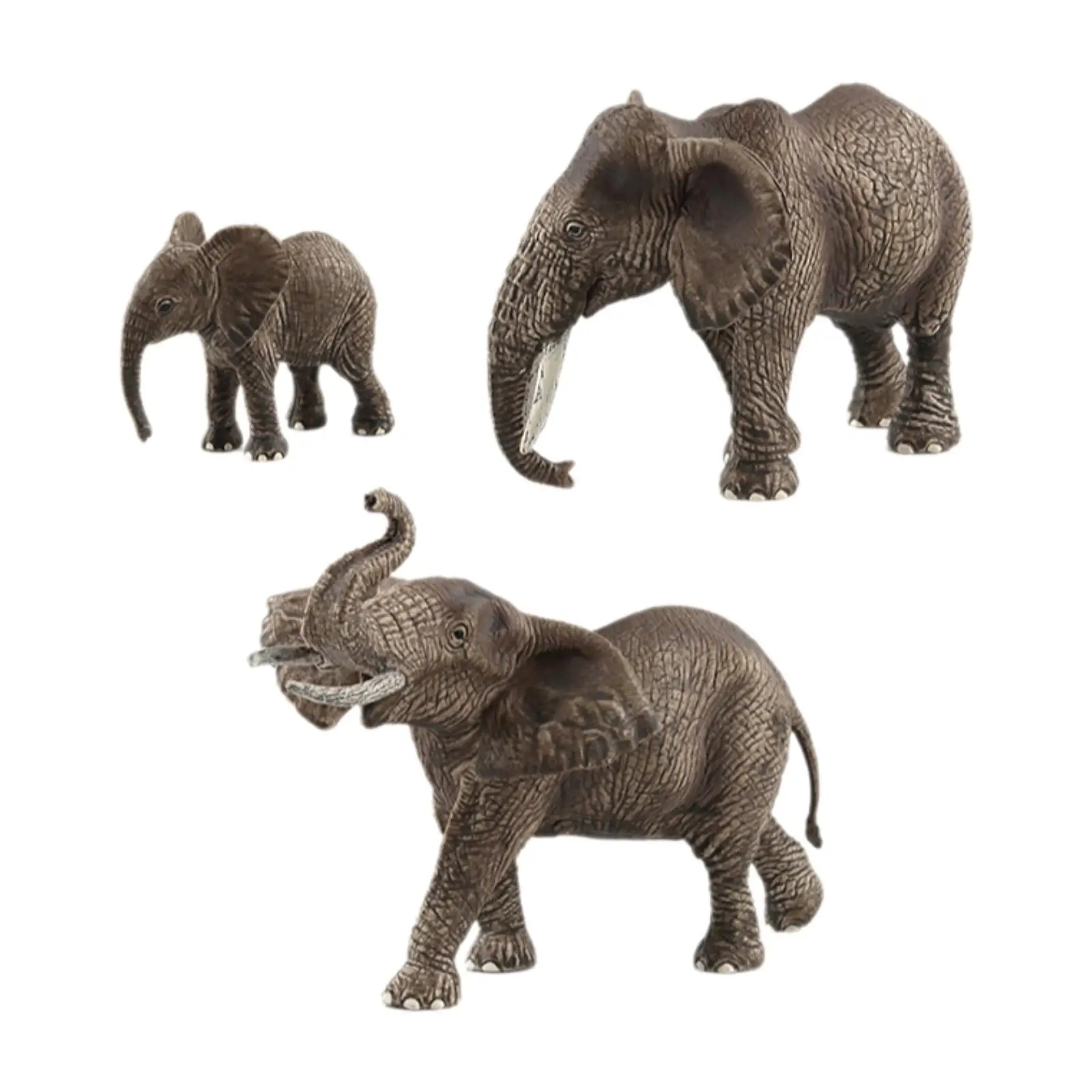 3x Elephant Figurines Model Miniature Animal Toys for Boys Girls Toddlers