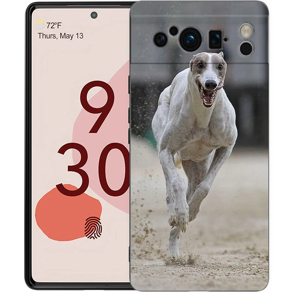 Elegant Greyhound Dog Design Black Soft TPU Phone Case