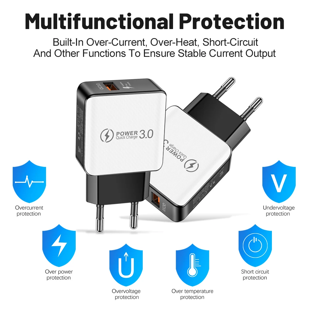 Quick Charge 3.0 4.0 USB Charger Universal 5V 3A Fast Charging Adapter For Samsung S10 Xiaomi Huawei Tablet Mobile Phone Charger