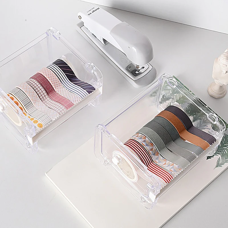 1PC 10.3x9.2x7.1cm taglierina per nastro adesivo Washi Tape Storage Organizer Cutter Organizer per Dispenser di nastro per ufficio - immagine 2