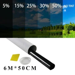 6M x50CM VLT Black Car Window Foils Tinting Film Roll with Tube Package Auto Home Window Glass Solar UV Protector Sticker Films