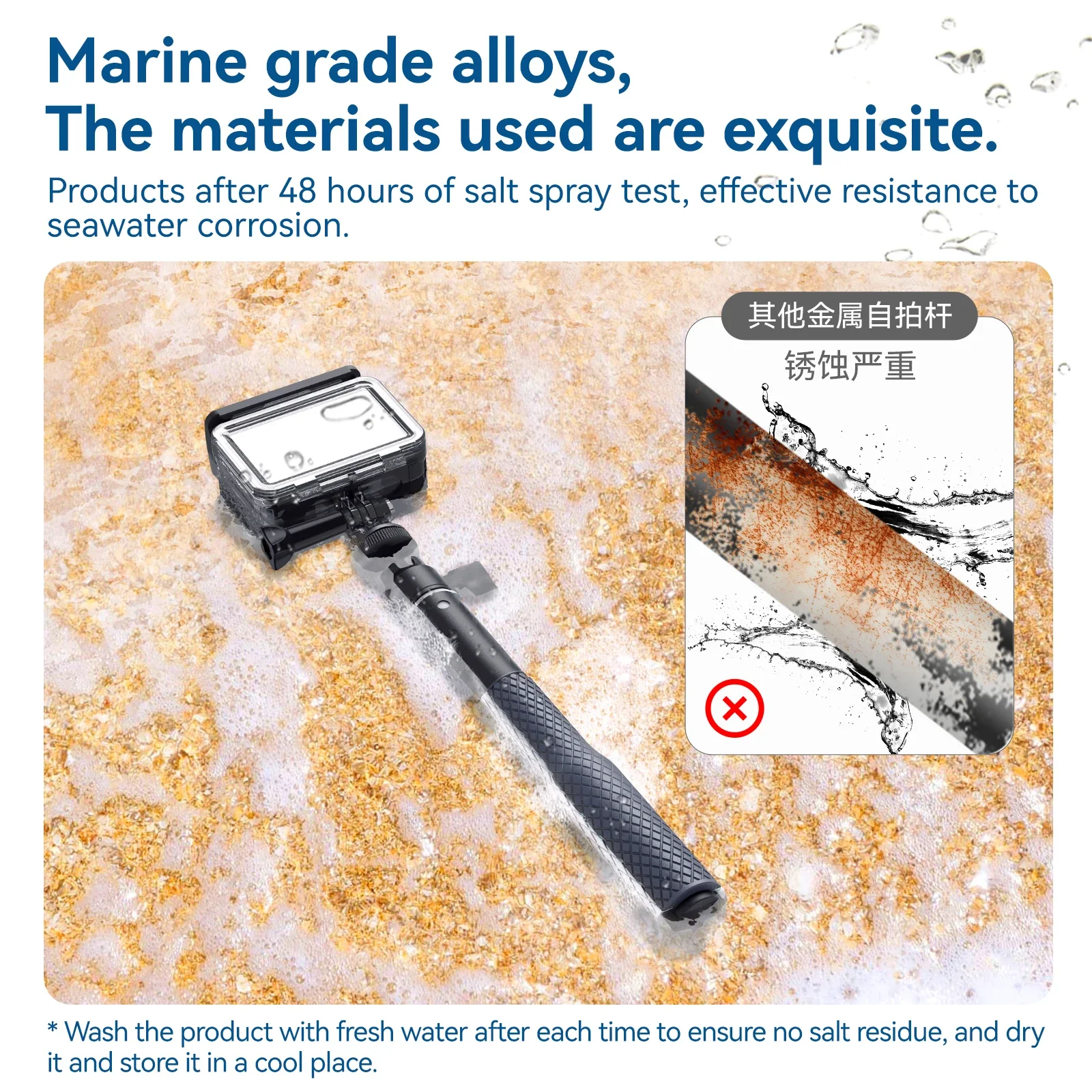 Achetez perche selfie imperméable pour GoPro et action cam, extensible 654mm, avec étui de transport