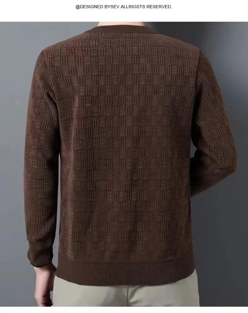 Spring Autumn 100% Pure Merino Wool Pullover Sweater Men O-neck Long-sleeve Cashmere Knitwear Female Clothing Grace 5