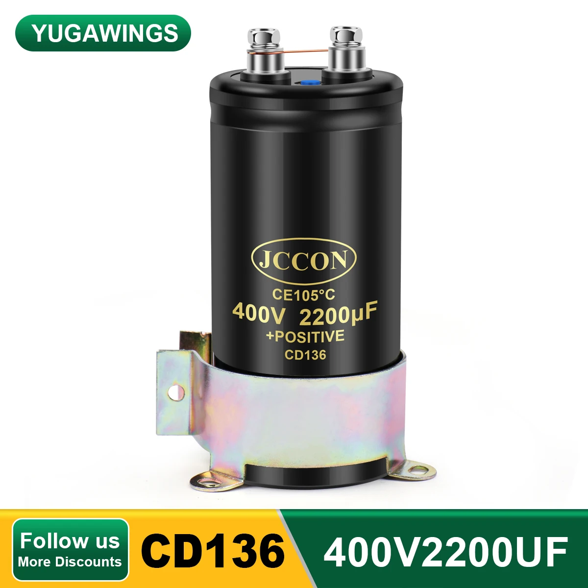 

400V2200UF 50x105 MFD Aluminum Screw Audio Filtering Electrolytic Capacitor 105℃ JCCON CD136 Bolt Capacitors 22000UF