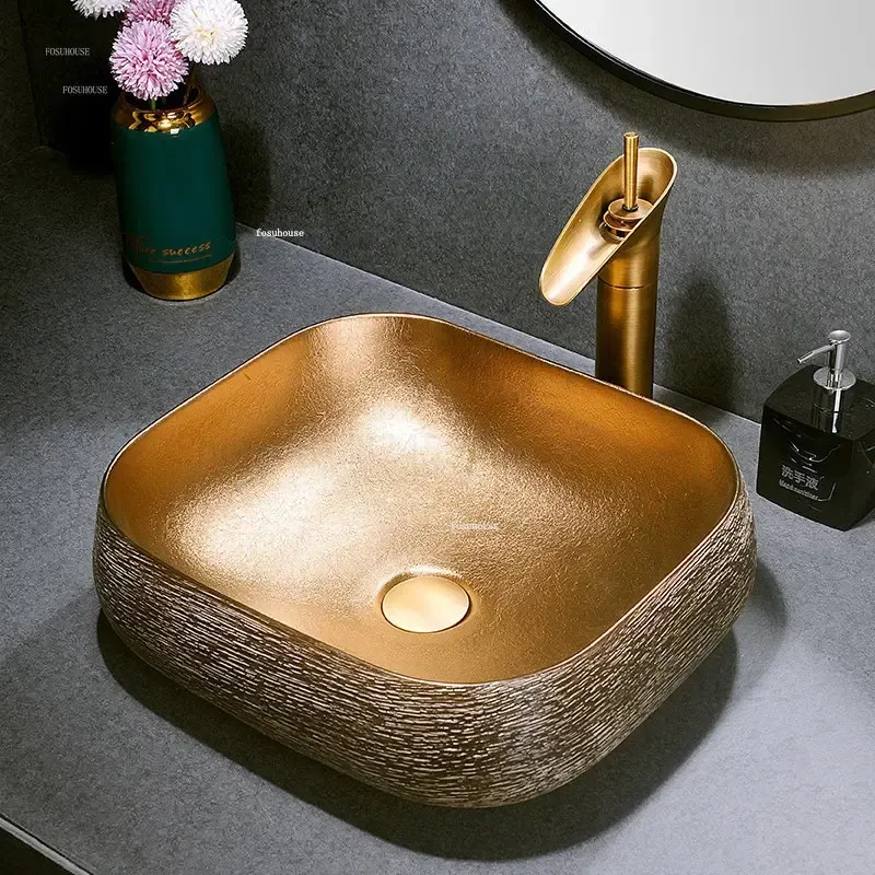 Retro Art Countertop Basin Luxury Bathroom Sinks Home Round Bathroom Overhead Sinks Balcony Hotel Ceramic Bathroom Washbasins 4