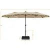 15 ft Large Patio Umbrella with Solar Lights Double-Sided Outdoor Rectangle Market Umbrellas with 36 LED Lights/Base 3