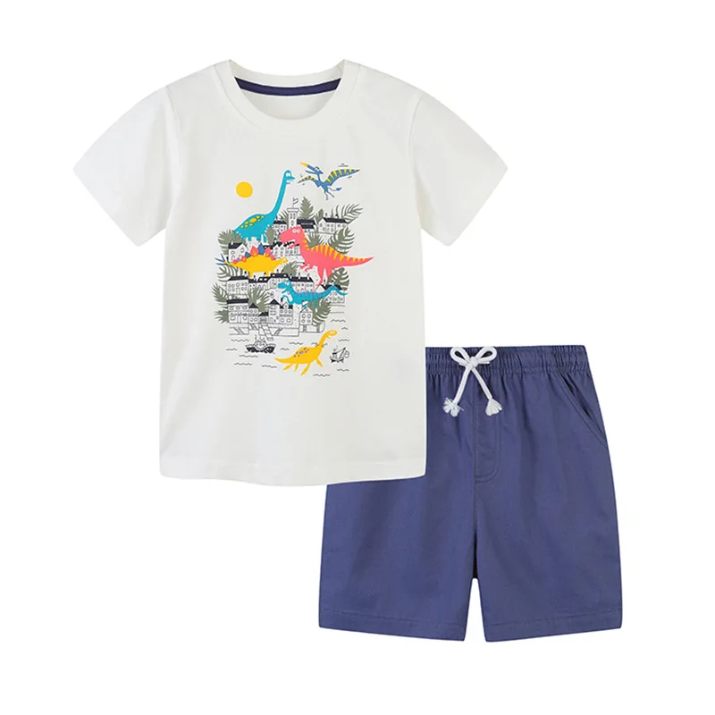 

Children's Wind Suit Children Casual Short-Sleeved Suit Summer Boy's Tated Shorts Two-Piece Suit One Piece DropshippingAosd