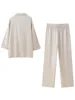 Willshela Women Fashion 2 Piece Set Solid Double Breasted Blazer & Vintage Elastic Waist Trousers Feamle Chic Lady Pants Sets 3