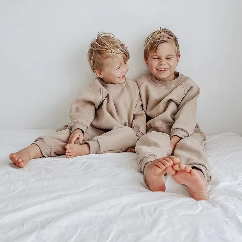 Kids Loose Fit Sports Hoodie Sweatpants Set