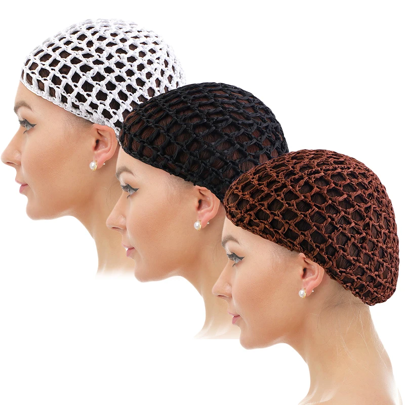 3PCS/LOT Mesh Crochet Hair Net Cap Sleeping Bonnets Snood Hairnets