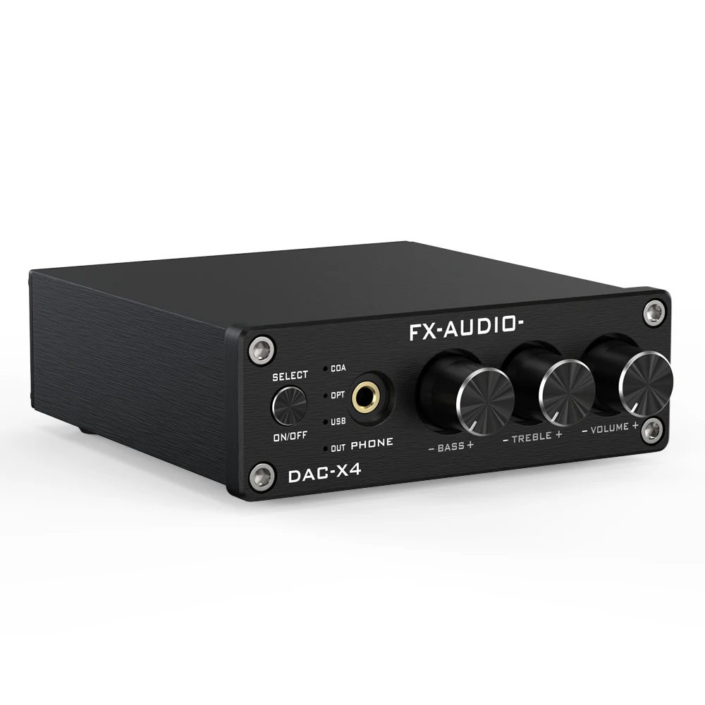 FX-AUDIO- DAC-X4 USB DAC Headphone AMP Desktop Amplifier Decoder treble and bass regulation MAX97220 DC5V