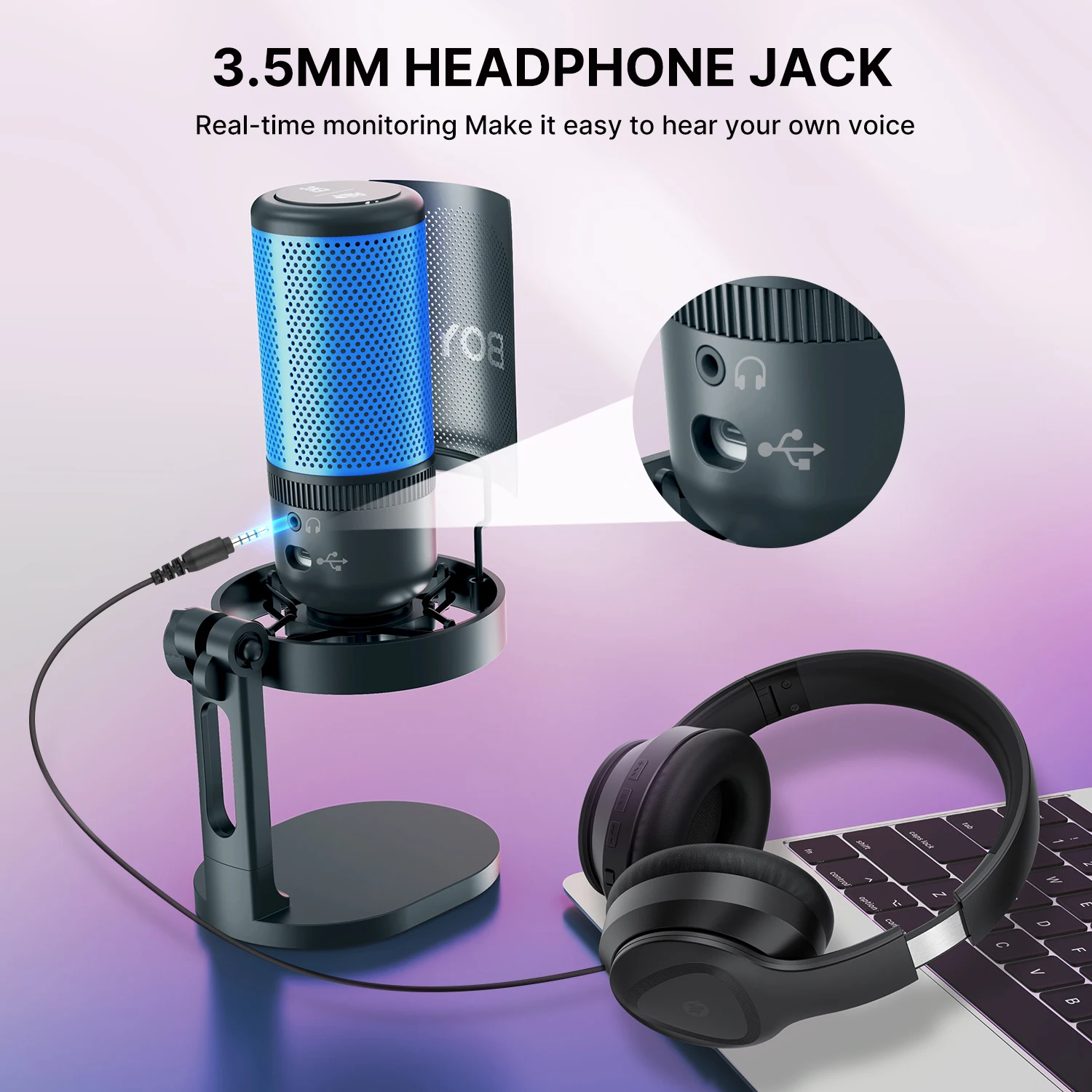 ميكروفون ألعاب BOYA K3 USB مع خاصية إلغاء الضوضاء/...