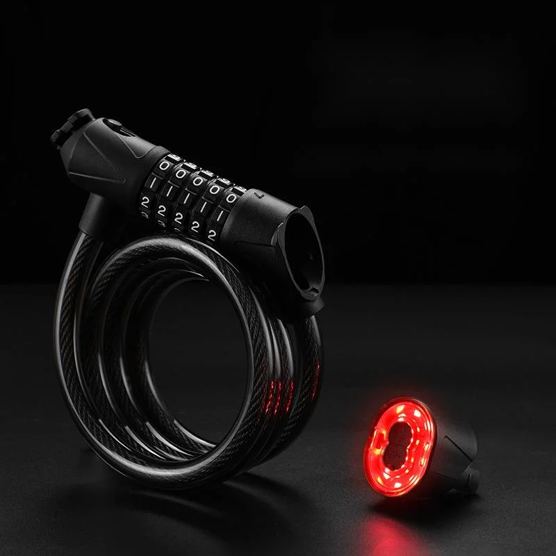 New bicycle taillight steel cable password lock detachable charging waterproof warning light mountain road cycling_voghion.com