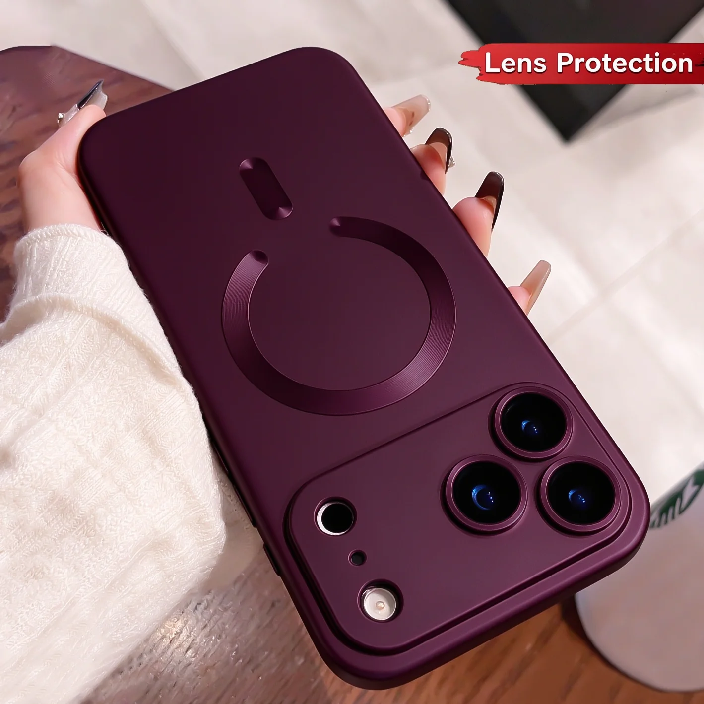 Luxury Matte Magnetic Phone Case with Lens Protector and Magsafe Compatibility