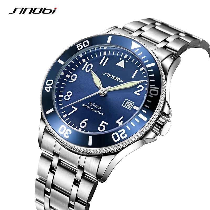 SINOBI Watch Men Tops Brand Luxury Watches Quartz Wristwatch Sport Waterproof Watch for Men Luminous Clock Fashion Reloj Hombre