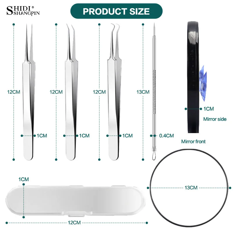 SHIDISHANGPIN Professional Tweezers Tools Kit Acne Needle Tweezers Acne Extractor Face Skin Care Cleaner Beauty Makeup Tools 2