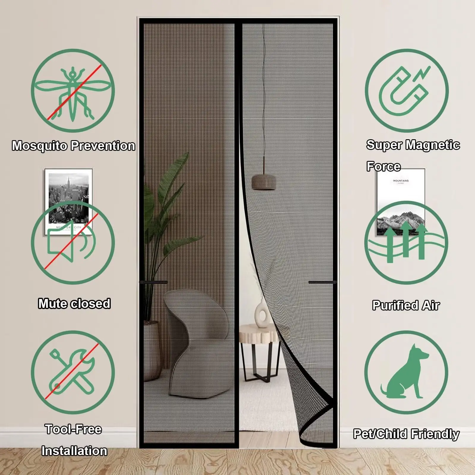 Magnetic Mosquito Net Door Without Drilling Automatic Closing Door Screen Mosquito Curtain for Balcony Mosquito Nets for Door