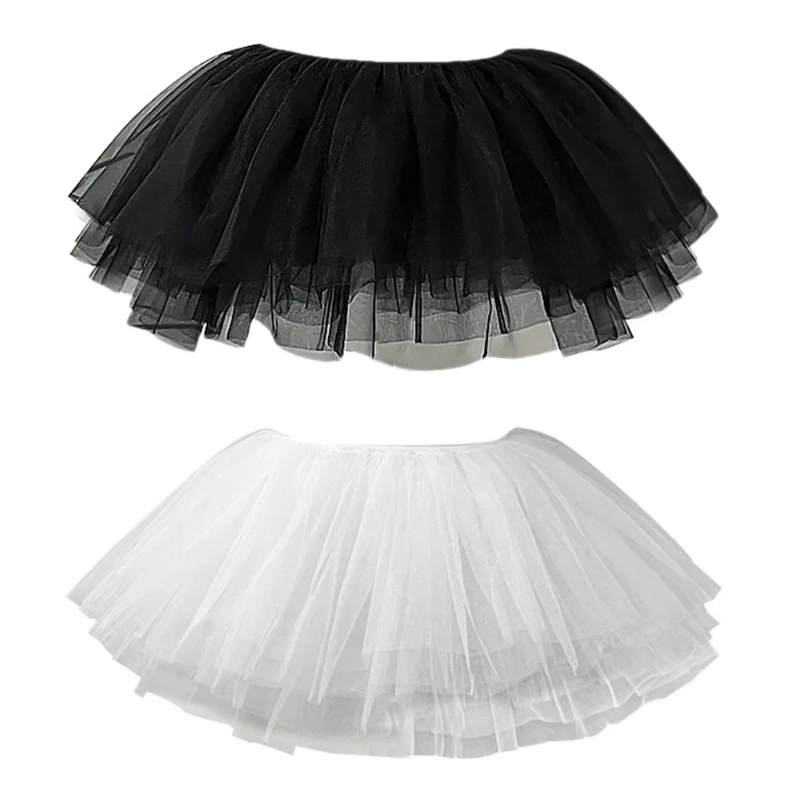 

Womens 28cm Tulle Tutus Skirt Elastic Waist 6 Layer Ruffled Bubble Skirts Petticoat Dresses Costume Underskirt