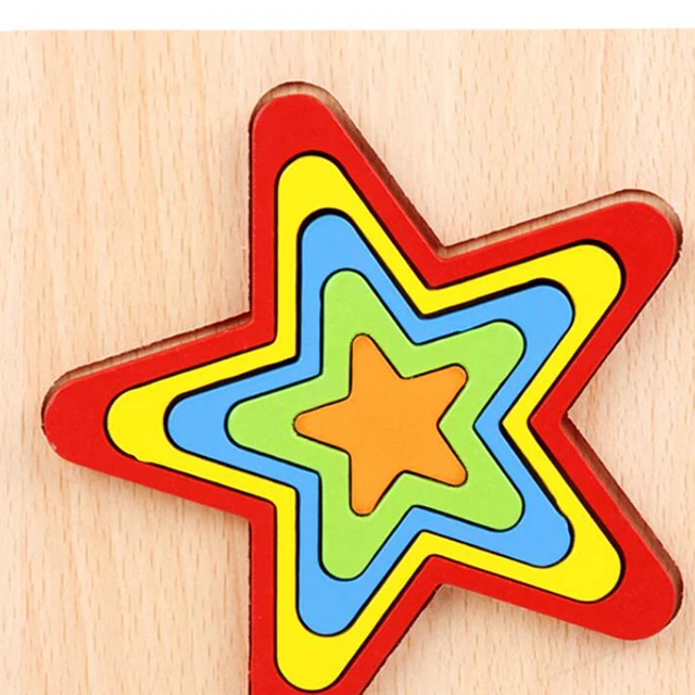 Cognition Board Children Jigsaw Puzzle Wooden Toys Kids Educational Toy Baby Montessori Learning Match Bricks Toys Colorful 5