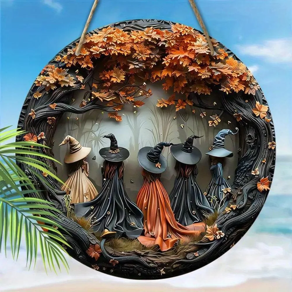 Enchanted Autumn Witchcraft Metal Sign - Weatherproof Halloween Wall Decor